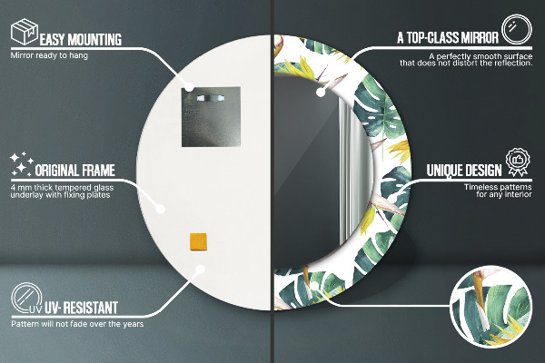 Round decorative mirror Tropical leaves