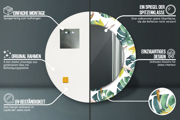 Round decorative mirror Tropical leaves