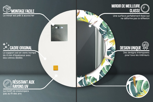 Round decorative mirror Tropical leaves