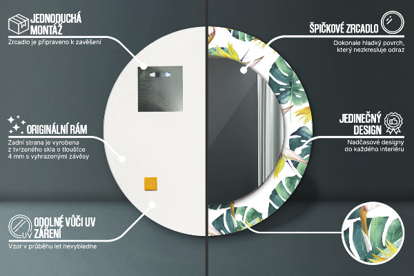 Round decorative mirror Tropical leaves