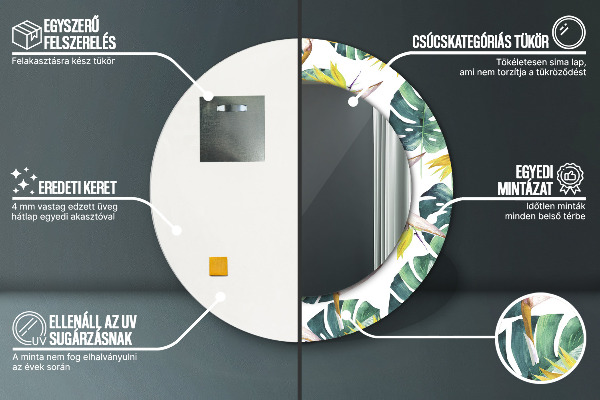 Round decorative mirror Tropical leaves