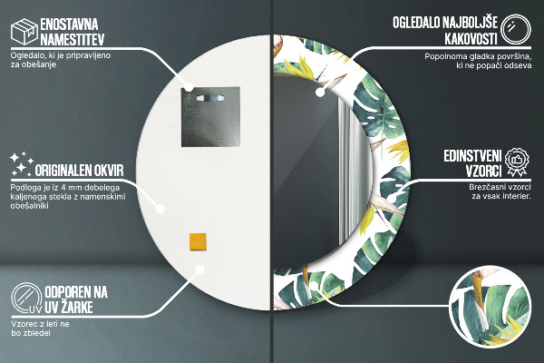 Round decorative mirror Tropical leaves