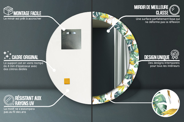 Round decorative mirror Tropical leaves