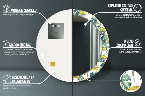 Round decorative mirror Tropical leaves