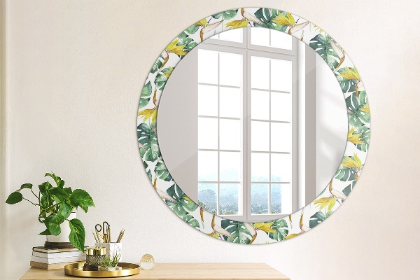 Round decorative mirror Tropical leaves