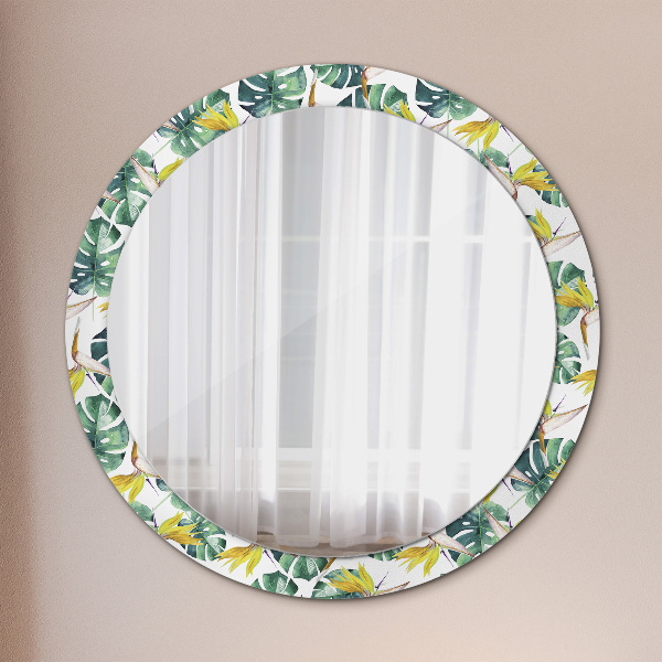 Round decorative mirror Tropical leaves