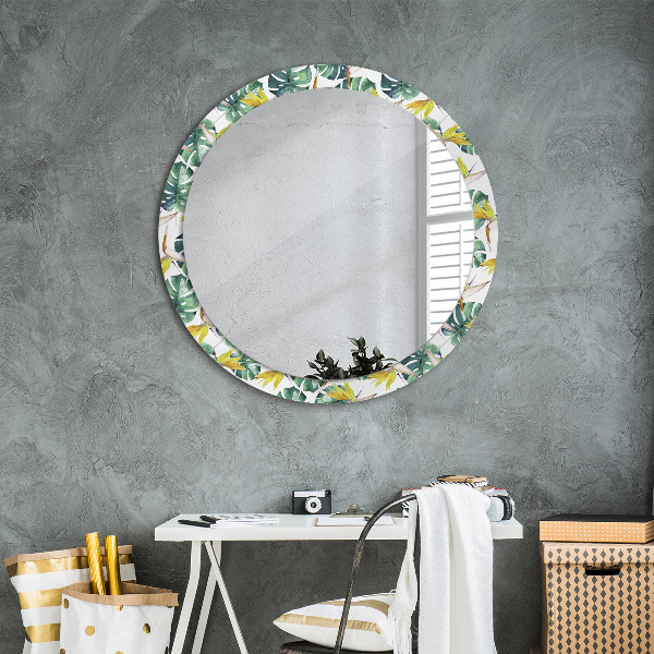 Round decorative mirror Tropical leaves