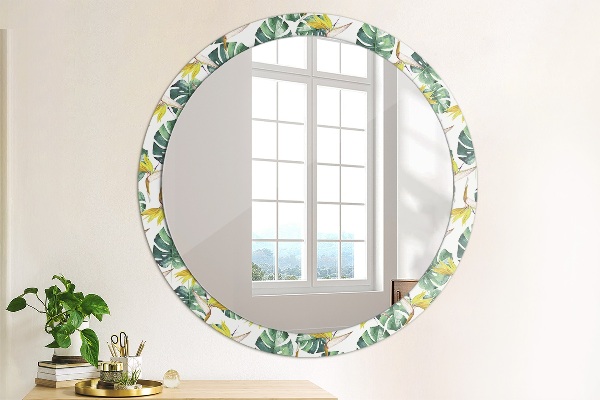 Round decorative mirror Tropical leaves