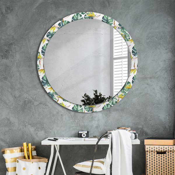 Round decorative mirror Tropical leaves