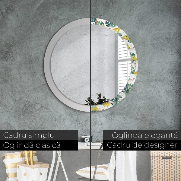 Round decorative mirror Tropical leaves