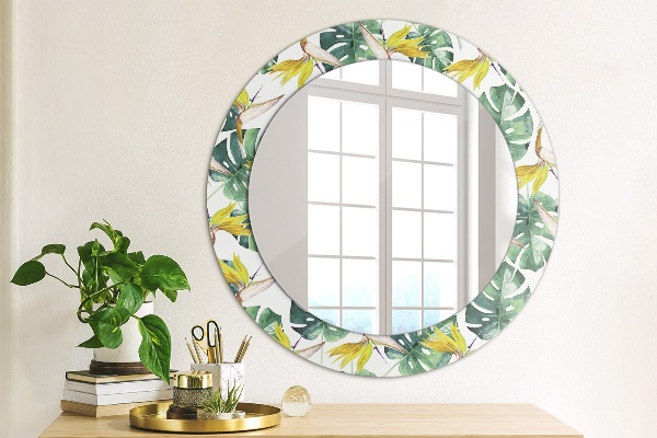 Round decorative mirror Tropical leaves