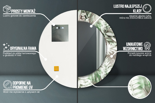 Round decorative mirror Watercolor leaves