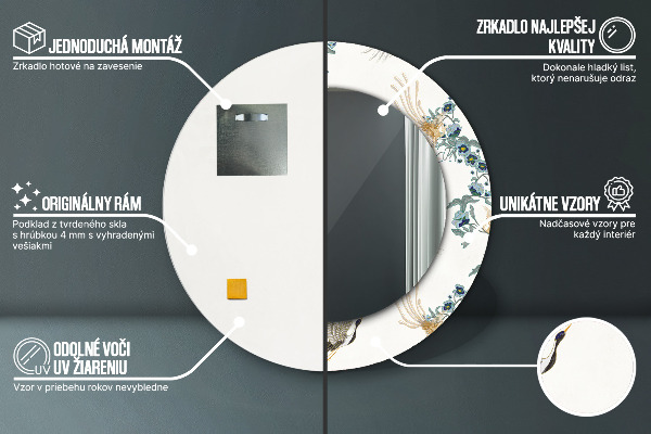 Round printed mirror Chinoseries