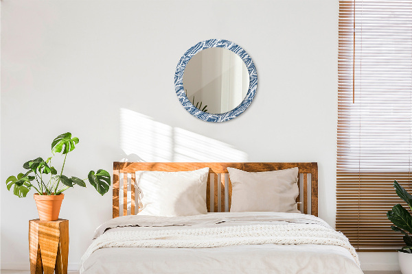 Round printed mirror Leaves