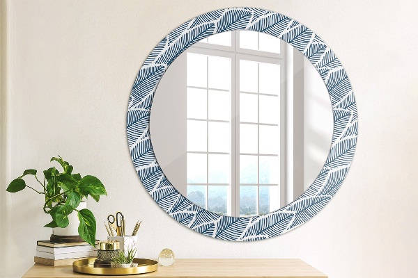 Round printed mirror Leaves