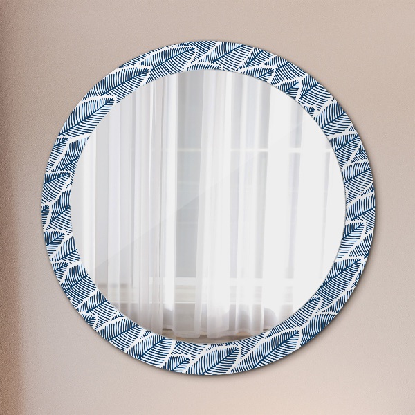 Round printed mirror Leaves