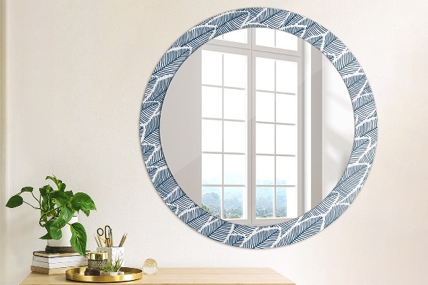 Round printed mirror Leaves
