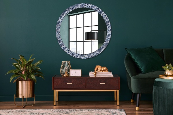 Round printed mirror Leaves