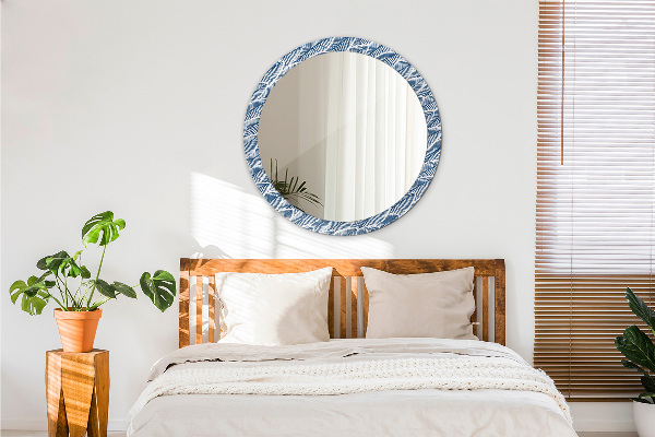 Round printed mirror Leaves