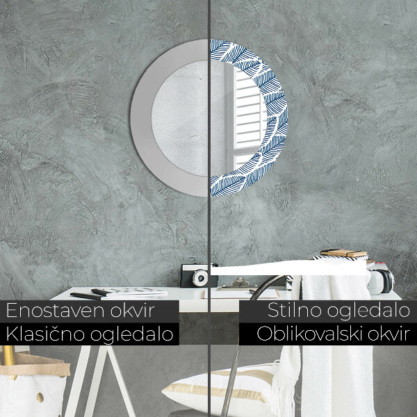 Round printed mirror Leaves