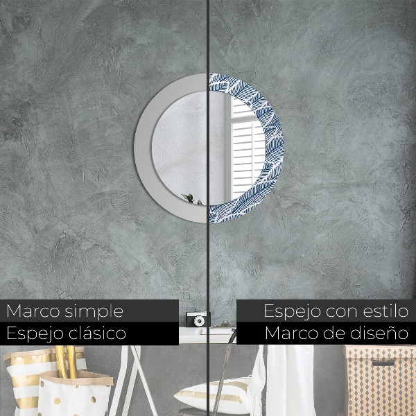 Round printed mirror Leaves