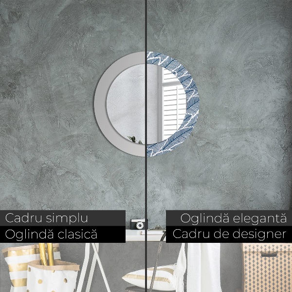 Round printed mirror Leaves