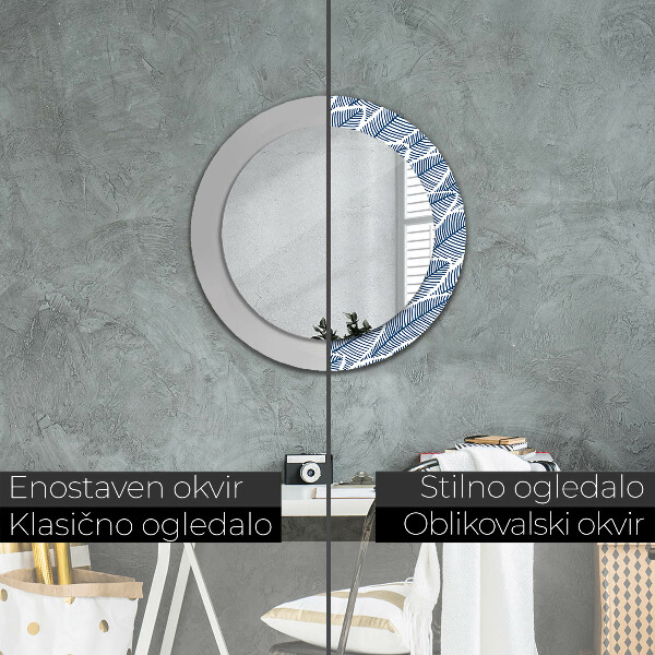 Round printed mirror Leaves