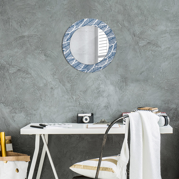 Round printed mirror Leaves