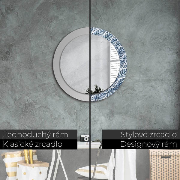 Round printed mirror Leaves