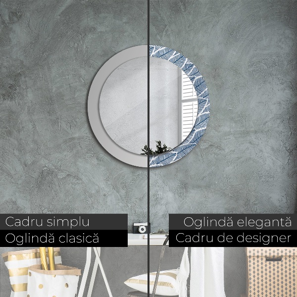 Round printed mirror Leaves