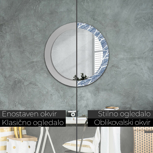 Round printed mirror Leaves