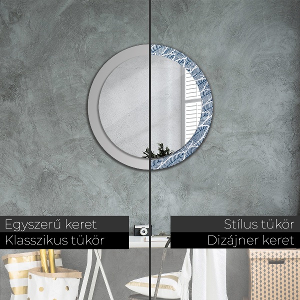 Round printed mirror Leaves