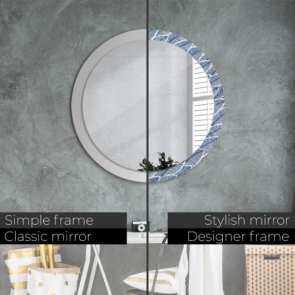 Round printed mirror Leaves