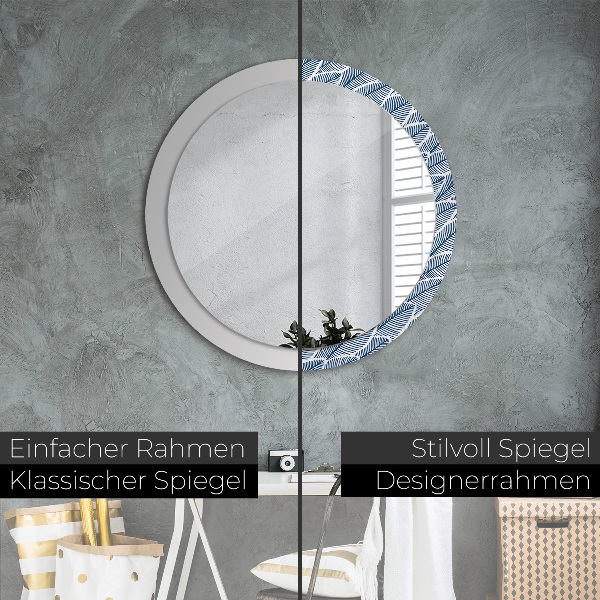 Round printed mirror Leaves