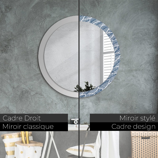 Round printed mirror Leaves