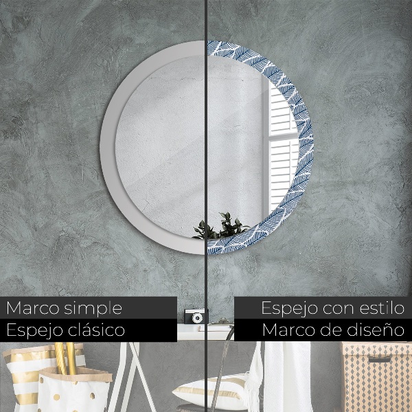 Round printed mirror Leaves