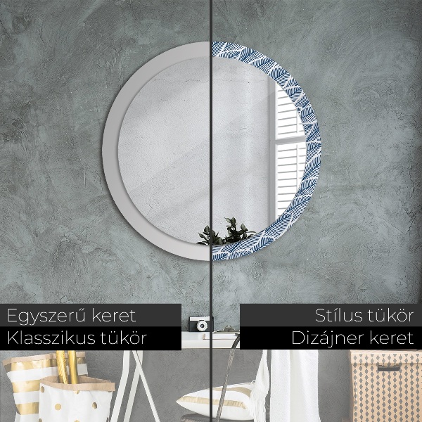 Round printed mirror Leaves