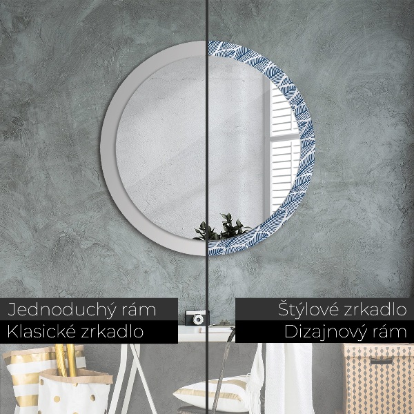 Round printed mirror Leaves