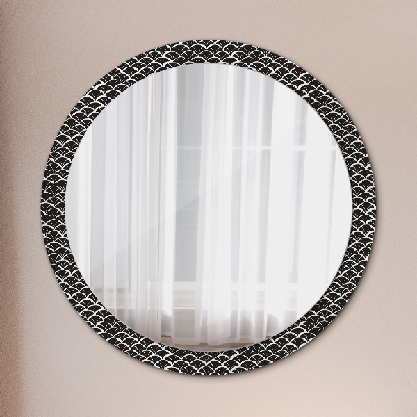 Round mirror frame with print Oriental scales