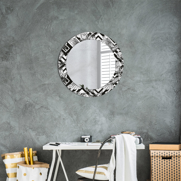 Round mirror frame with print Hummingbird