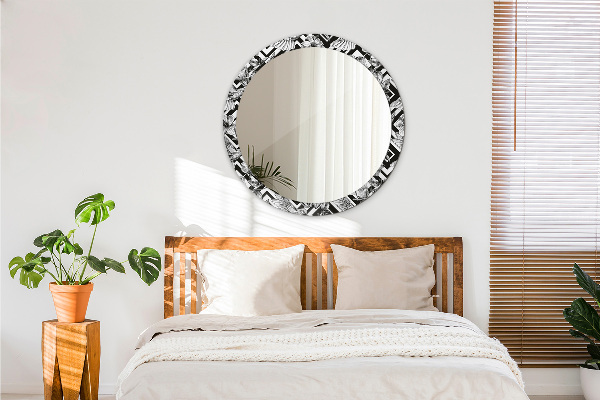 Round mirror frame with print Hummingbird