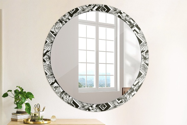 Round mirror frame with print Hummingbird