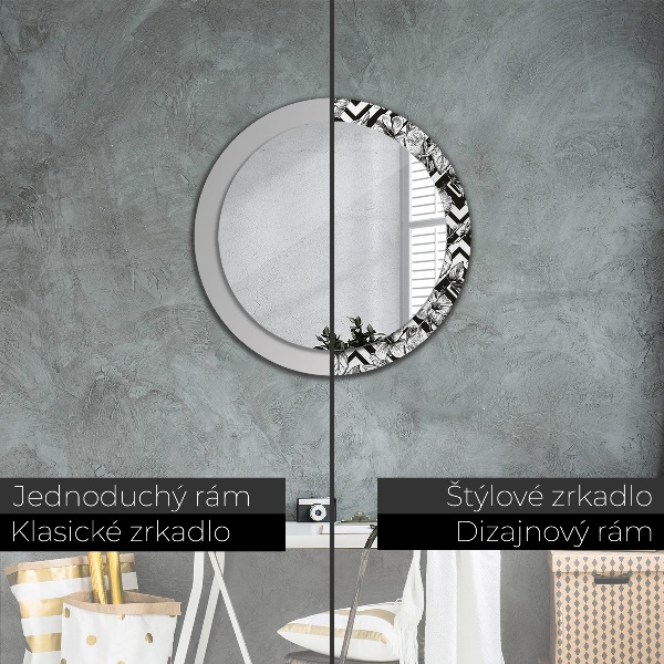 Round mirror frame with print Hummingbird