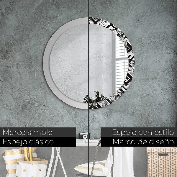Round mirror frame with print Hummingbird