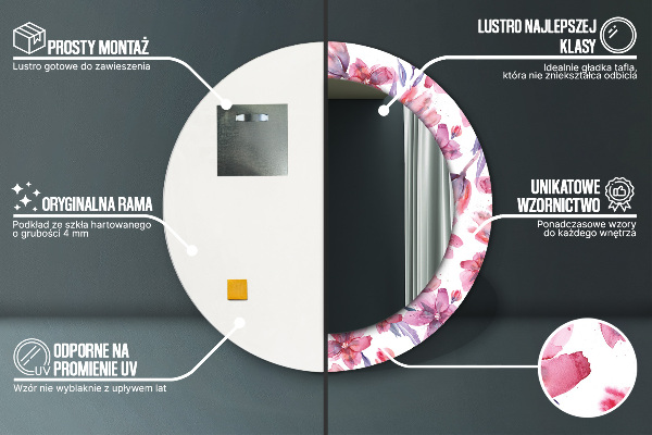 Round printed mirror Watercolor flowers