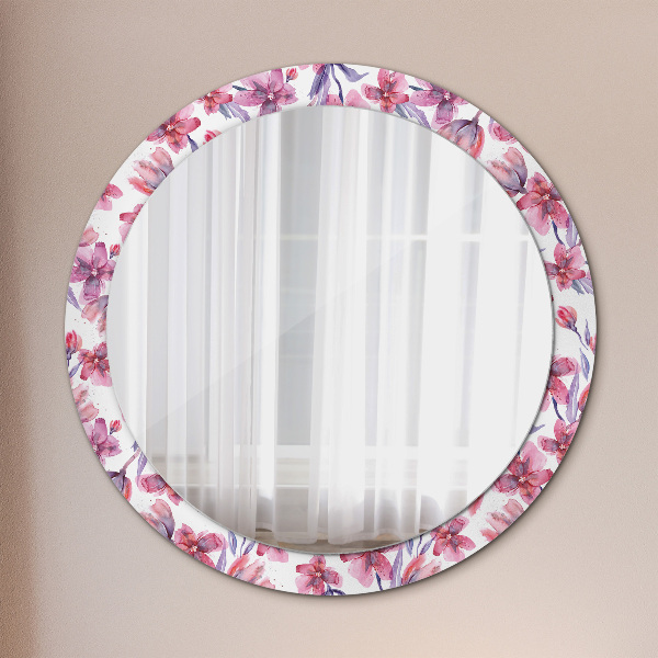 Round printed mirror Watercolor flowers