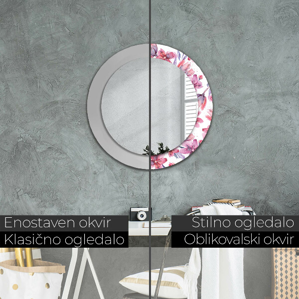 Round printed mirror Watercolor flowers