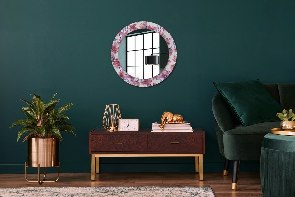 Round printed mirror Watercolor flowers