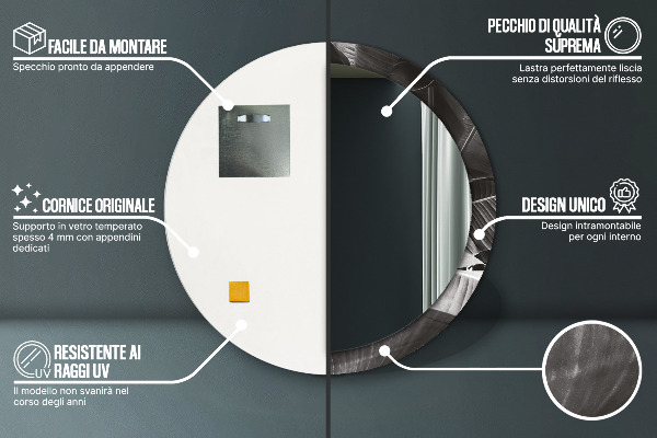 Round wall mirror decor Tropical palm trees