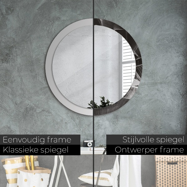 Round wall mirror decor Tropical palm trees